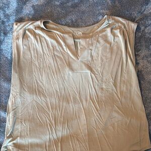 LOFT Cream Sleeveless Blouse with Mandarin Collar